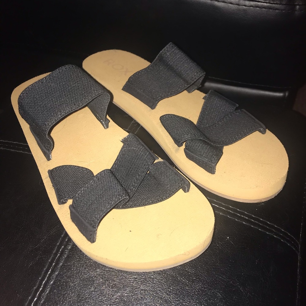 Black slip on sandals